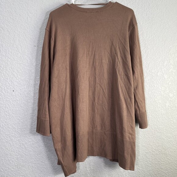 Lane Bryant Open Front Cardigan Sweater Womens Sz 26/28 Brown Duster Ribbed Work - Picture 3 of 6